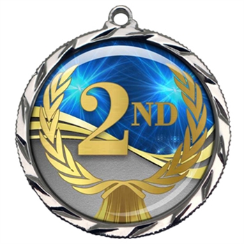 2-1/4" 2nd Place Medal with Epoxy Dome 022-D02