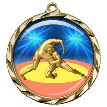 2-1/4" Wrestling Medal with Epoxy Dome 022-D90
