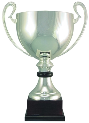 Silver Plated Italian Trophy Cup Wood Accent
