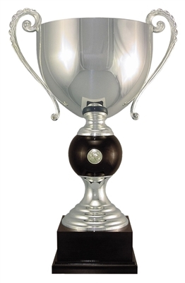 Silver Plated Italian Trophy Cup Wood Accent