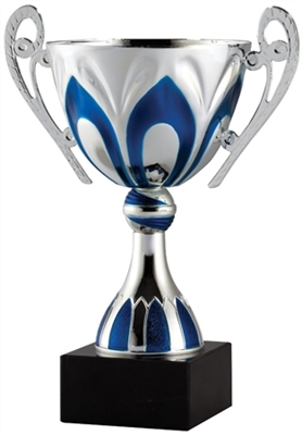 7" Silver & Blue Trophy Cup with Marble Base