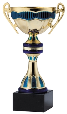 9" Gold & Blue Trophy Cup with Marble Base
