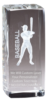 4-1/2" x 2" Male Baseball Crystal Award