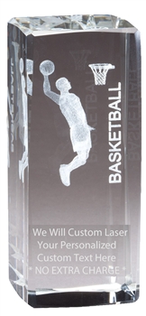 4-1/2" x 2" Male Basketball Crystal Award