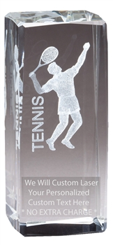 4-1/2" x 2" Male Tennis Crystal Award