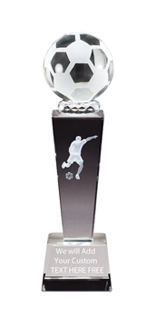 8-3/4" x 2-1/2" Male Soccer Sport Ball Crystal Award