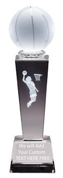 8-3/4" x 2-1/2" Female Basketball Sport Ball Crystal Award