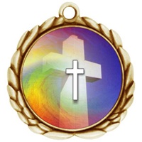 2-1/2" Wreath Color Insert Religious Medal O32A-FCL-36