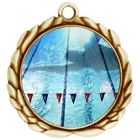 2-1/2" Wreath Color Insert Swimming Medal O32A-FCL-44