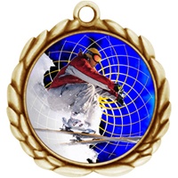 2-1/2" Wreath Color Insert Snow Skiing Medal O32A-FCL-460
