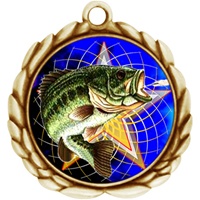 2-1/2" Wreath Color Insert Fishing Medal O32A-FCL-470
