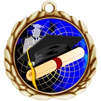 2-1/2" Wreath Color Insert Graduation Medal O32A-FCL-482