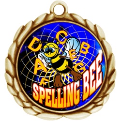 2-1/2" Wreath Color Insert Spelling Bee Medal O32A-FCL-554