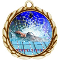 2-1/2" Wreath Color Insert Swimming Medal O32A-FCL-560