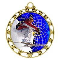 2-1/2" Superstar Color Insert Snow Skiing Medal O34A-FCL-460