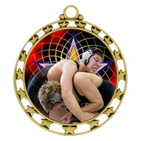 2-1/2" Superstar Color Insert Wrestling Medal O34A-FCL-577