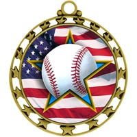 2-1/2" Superstar Flag Baseball Medal O34A-FCL-700