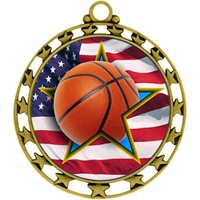 2-1/2" Superstar Flag Basketball Medal O34A-FCL-702