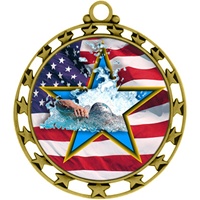 2-1/2" Superstar Flag Swimming Medal O34A-FCL-728