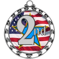 2-1/2" Superstar Flag 2nd Place Medal O34A-FCL-742