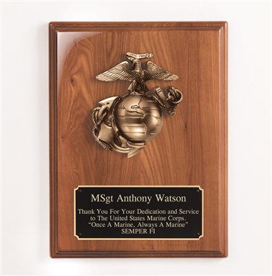 9x12 US Marine Corp Walnut Plaque