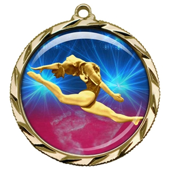 2-1/4" Female Gymnastics Medal with Epoxy Dome 022-D22