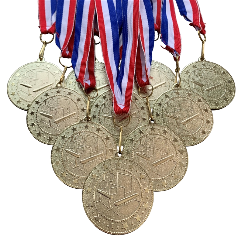 PACK OF 10 SILVER MULTI STARS MEDAL WITH RIBBON **BUY 3 PACKS GET 1 FREE** 