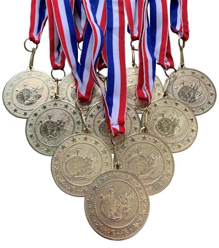 SPORTS DAY MEDAL PACK OF 10 METAL MEDALS SCHOOL PERSONALISED CLUB RIBBONS 