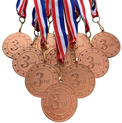 10-Pack of 2" Express Star 3rd Place Medal with R/W/B Ribbons