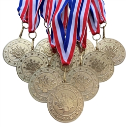 10-Pack of 2" Express Star Bowling Medals with R/W/B Ribbons