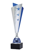 14" Silver and Blue Star Trophy Cup