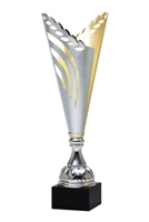14" Gold and Silver Trophy Cup with Marble Base