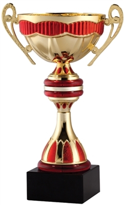 9" Gold & Red Trophy Cup with Marble Base