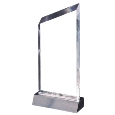 7" Clear Wedge Acrylic Award on Black Base