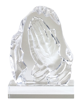 Sculptured Glass Praying Hands Religious Award