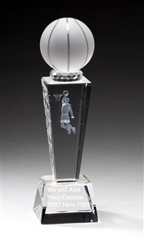 8-3/4" x 2-1/2" Male Basketball Sport Ball Crystal Award