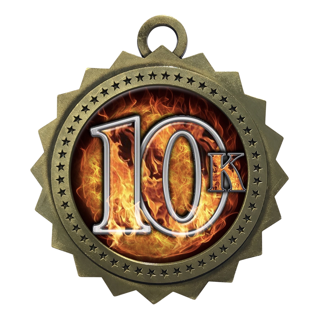 3" Flame 10K Medal (D03-EMFCL816)