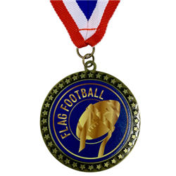 2-1/2" UV Color Printed Flag Football Medal
