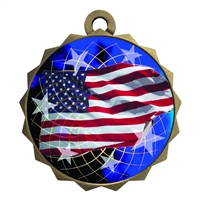 2-1/4" American Flag Medal