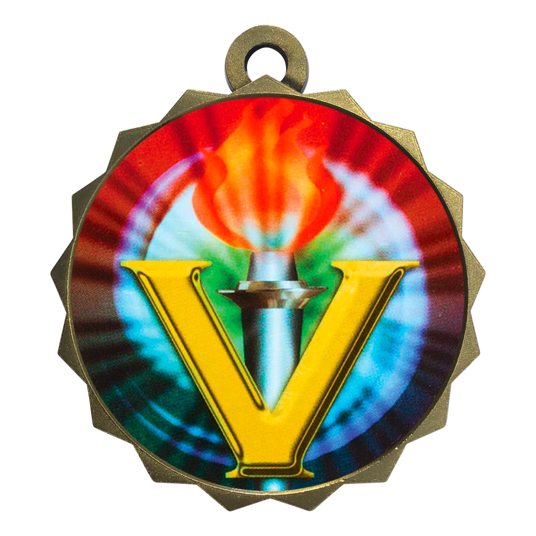 gold victory soccer medal patriotic neck drape 2" diameter JDS VM108G 