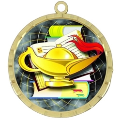 2-1/4" Bright Cut-Edge Lamp of Knowledge Medal (D225-FCL418)