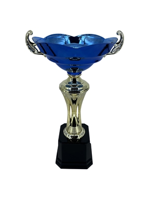 23" Decorative Blue/Gold Trophy Cup