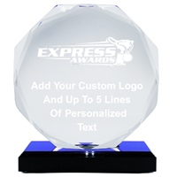 6-3/4" Blue Octagon Acrylic Award Trophy (EX-CIR-B)
