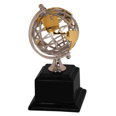 8-3/4" Gold/Silver Metal Globe Award (EX003)
