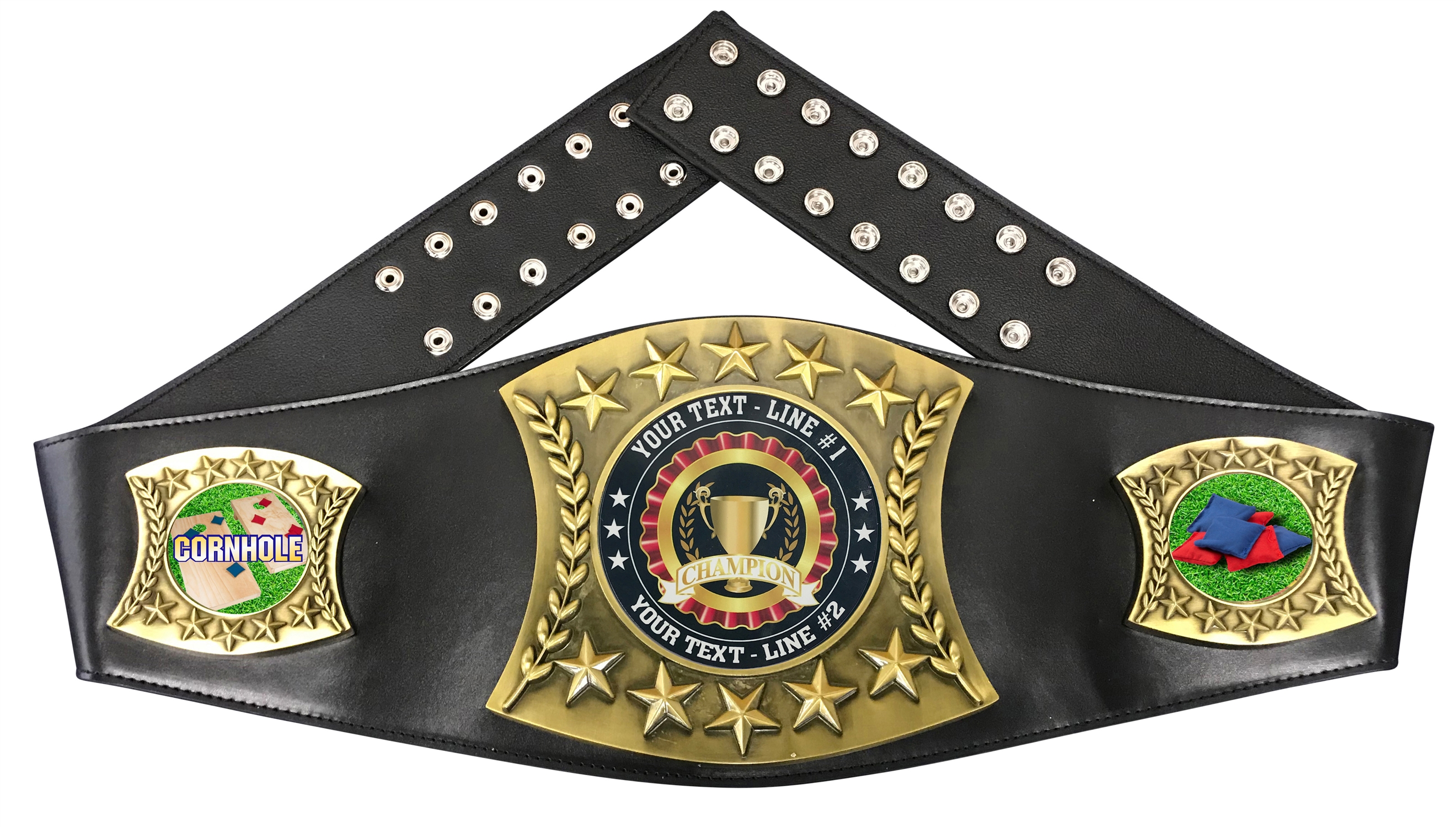 Corn Hole Personalized Championship Leather Belt