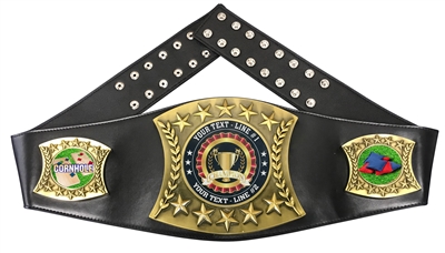 Corn Hole Personalized Championship Leather Belt