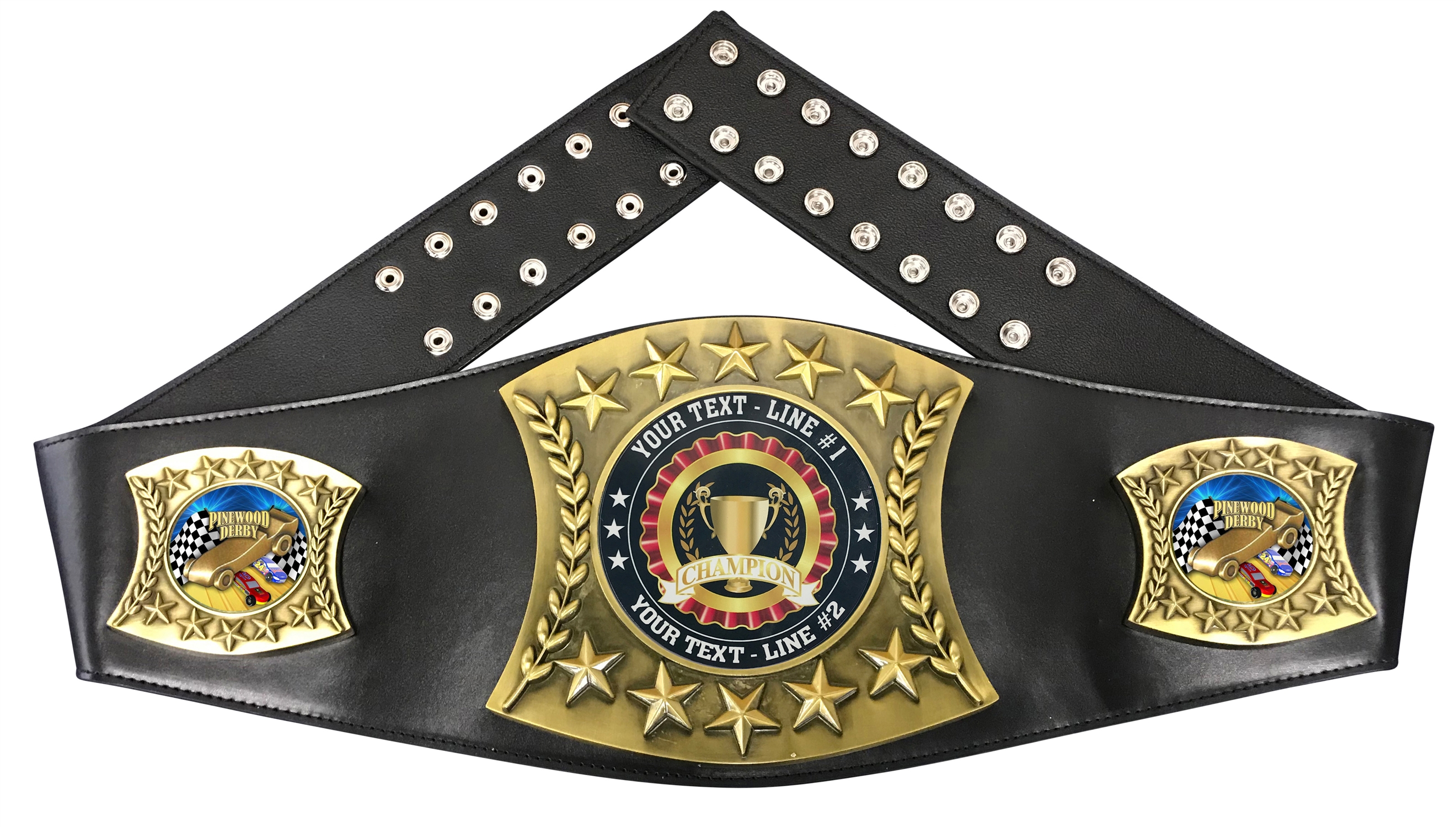 Pinewood Derby Personalized Championship Leather Belt