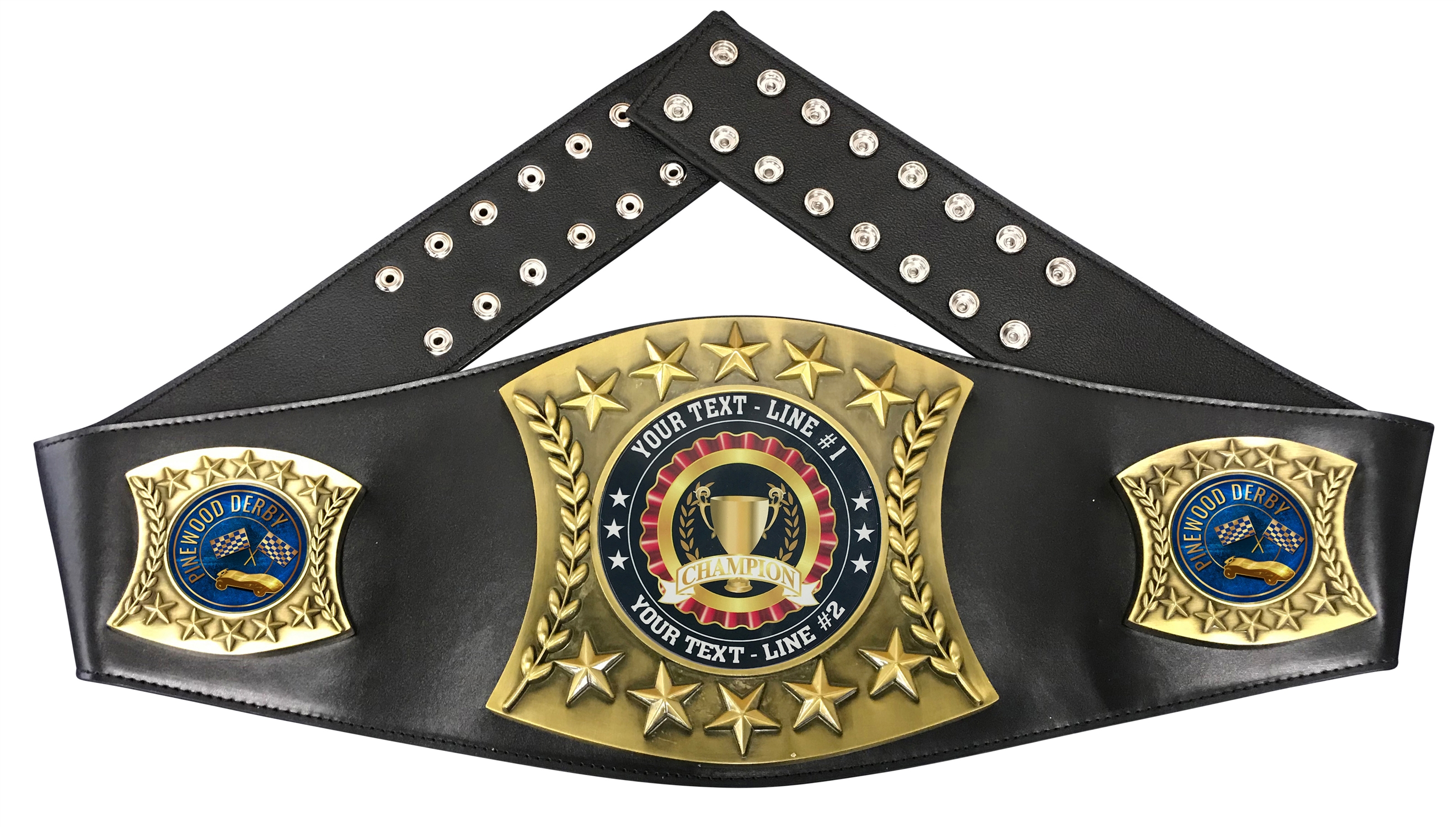 Pinewood Derby Personalized Championship Leather Belt