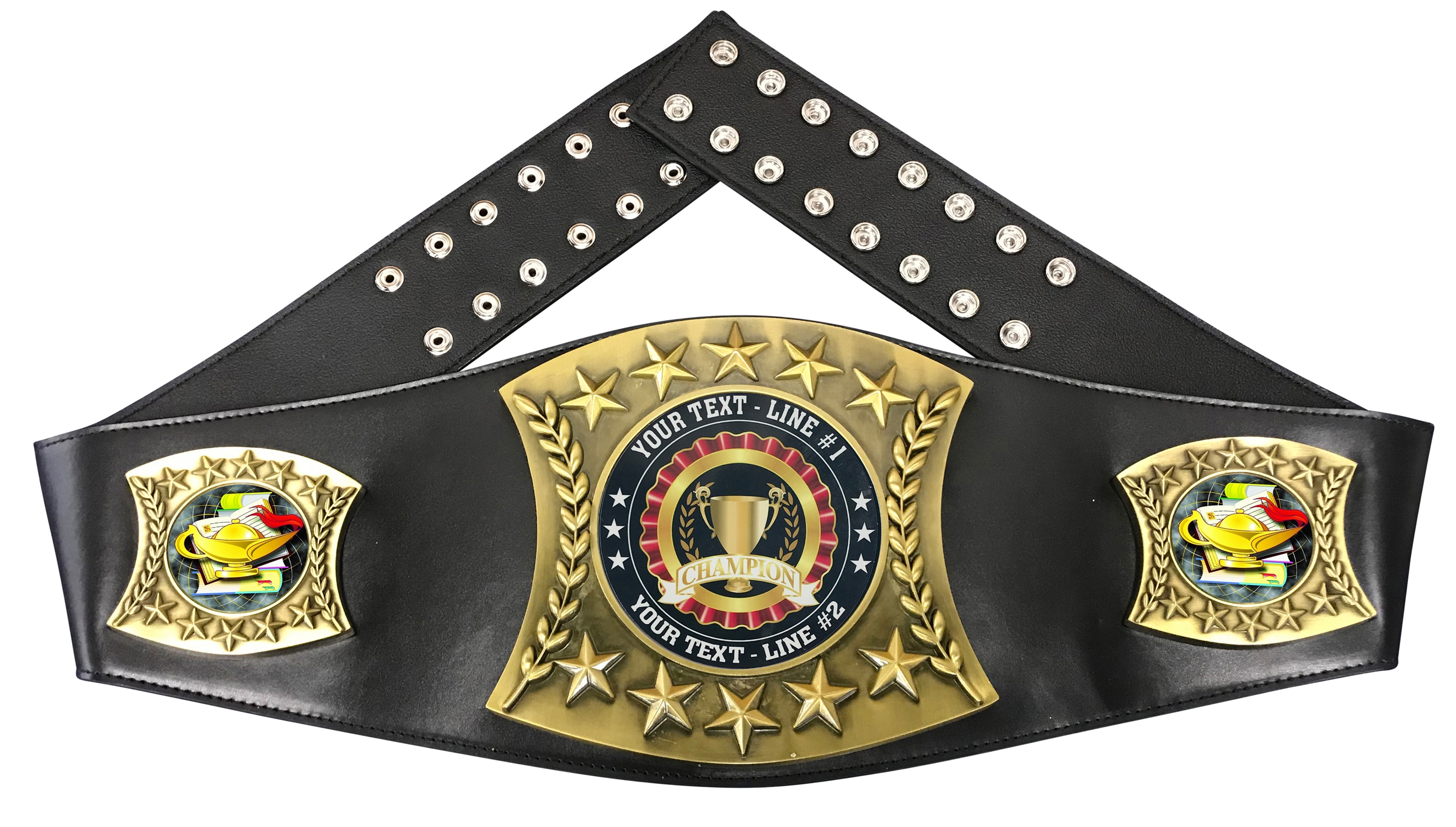 Book & Lamp Personalized Championship Leather Belt