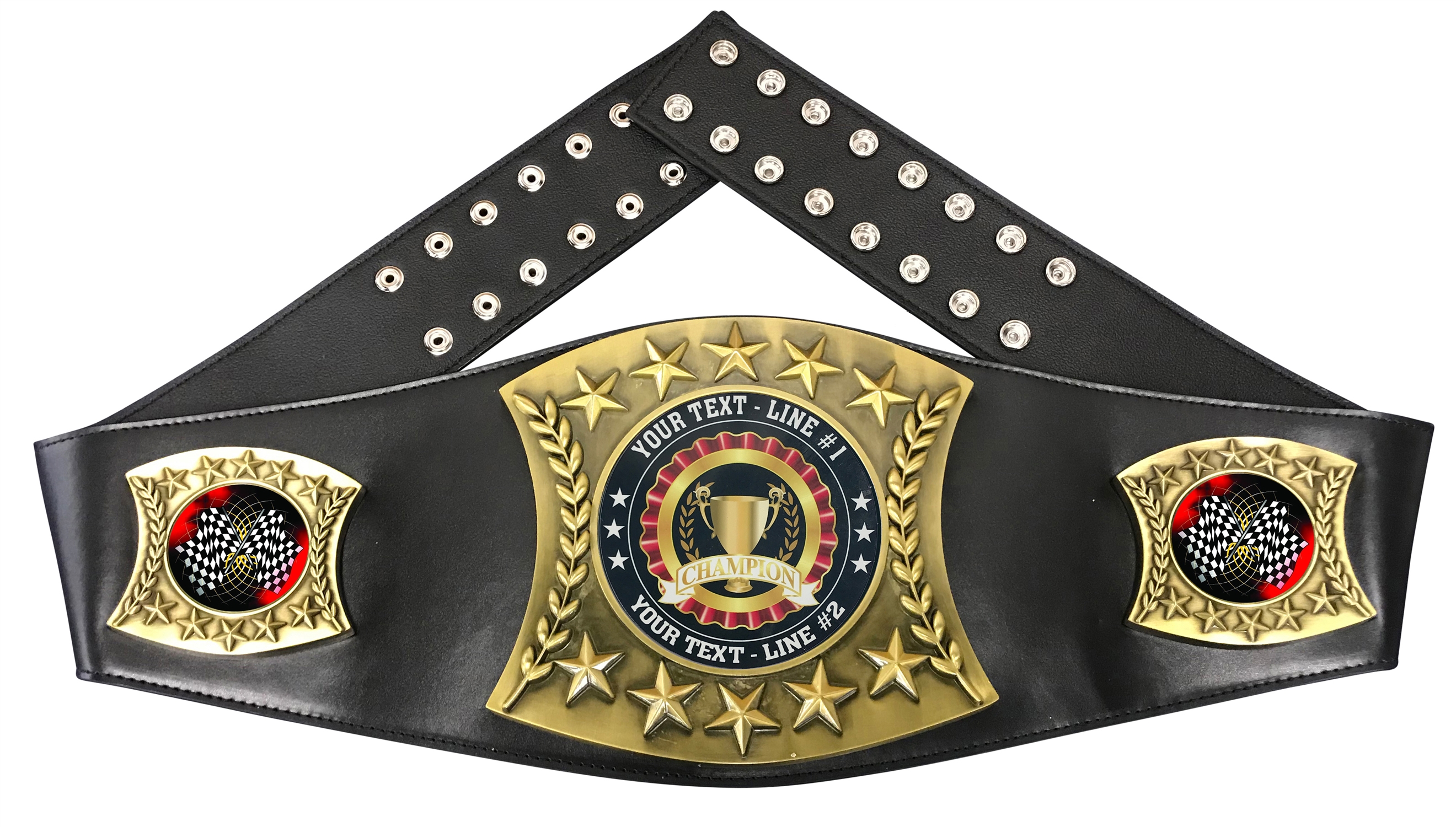 Auto Racing Flags Personalized Championship Belt